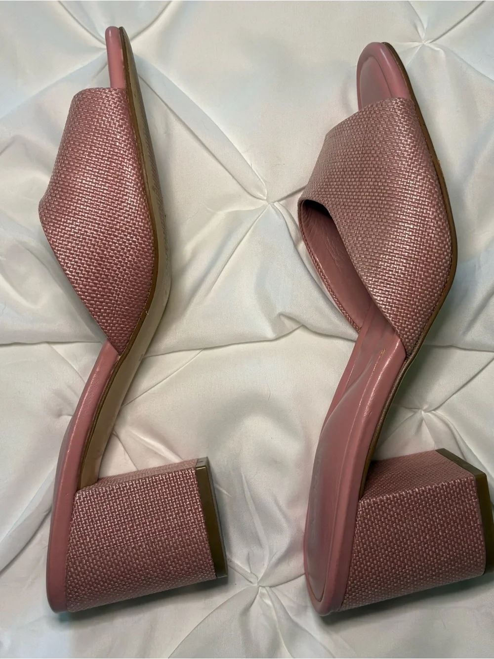 Calvin Klein Vevia Block Heel Woven Pink Slip On Heels, Women’s Size 10